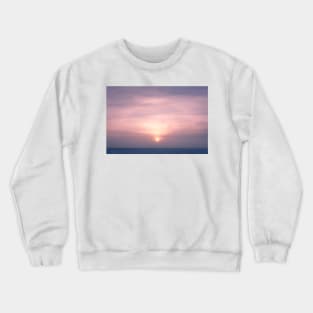 Sun through fog at lake winter morning landscape Crewneck Sweatshirt